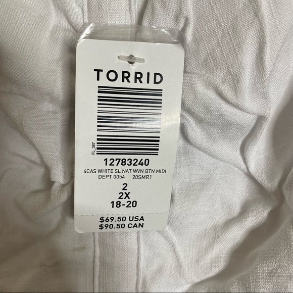 TORRID White stretch woven button midi dress. Size 2. - Picture 7 of 14
